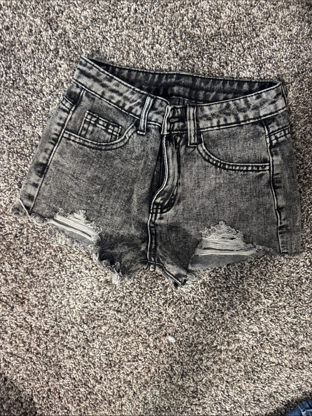 Women’s High-Waist Distressed Denim Shorts - Black Wash